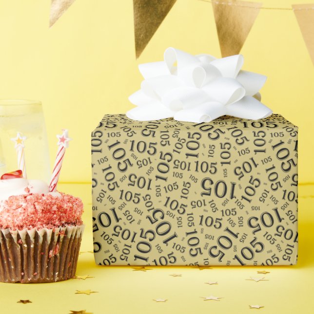 Papel De Regalo Cumpleaños número 105 Patrón de números aleatorios (Fiesta de cumpleaños )