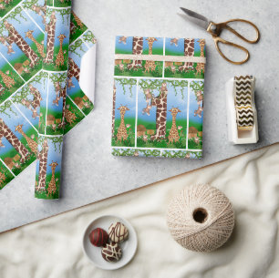 Papel De Regalo Cumpleaños número 1 de animales de la jungla