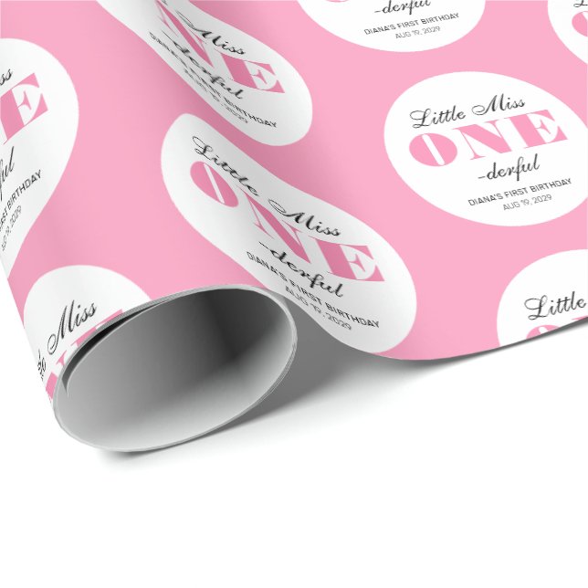 Papel De Regalo Cumpleaños número 1 de Pink (Esquina del rollo)