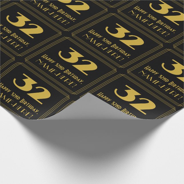 Papel De Regalo Cumpleaños número 32 - Estilo Art Deco inspirado e (Esquina)