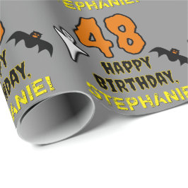 Papel De Regalo Cumpleaños número 48: Tema espeluznante de Hallowe