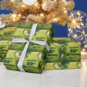 Papel De Regalo Cumpleaños número 50 de golf en el green de puttin