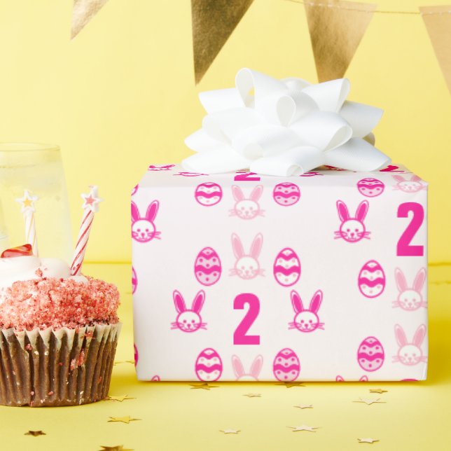 Papel De Regalo Cumpleaños número dos de Pascua rosa (Fiesta de cumpleaños )