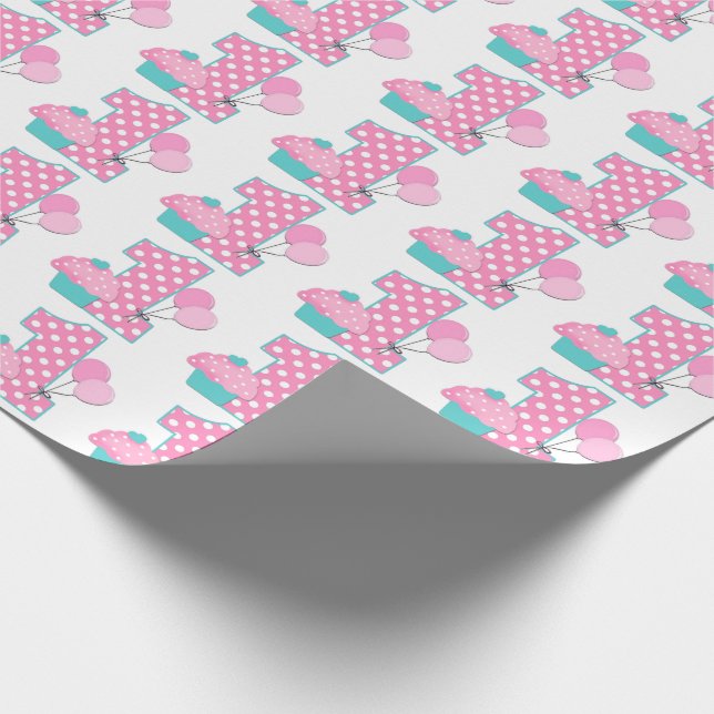 Papel De Regalo Cumpleaños número uno con globos (Esquina)