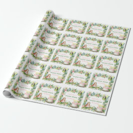 Papel De Regalo Cumpleaños número uno de Hada de Pastel Verde -