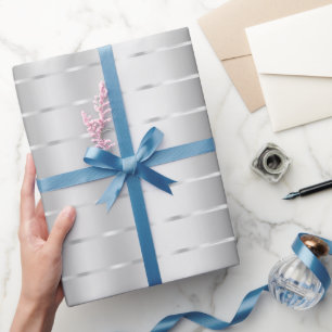 Papel De Regalo Cumpleaños Nupciales con Lazo de Cinta Plateado