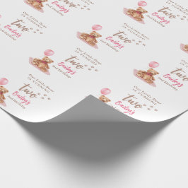 Papel De Regalo Cumpleaños Oso Pequeño Rosa Cualquier Edad