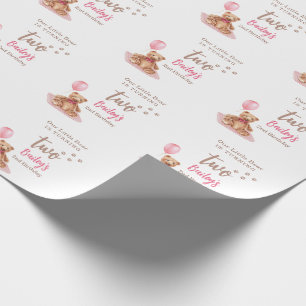 Papel De Regalo Cumpleaños Oso Pequeño Rosa Cualquier Edad