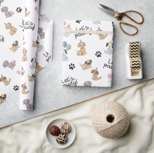 Papel de Regalo Cumpleaños Perrito Divirtámonos (Artesanía)
