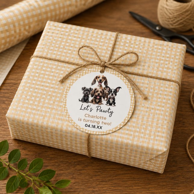 Papel De Regalo Cumpleaños Perro Vamos a Pawty (Dog Let's Pawty Birthday Wrapping Paper)