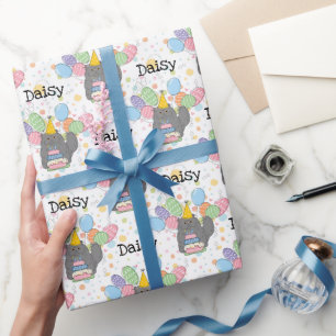 Papel De Regalo Cumpleaños Persa Gris Azul Cat Longhair