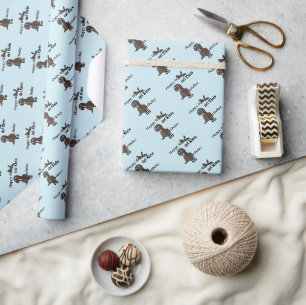 Papel De Regalo Cumpleaños personalizado adorable foca gris azul