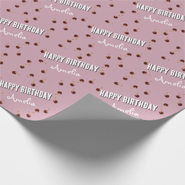 Papel De Regalo Cumpleaños Personalizado Cereza Dulce (Esquina)