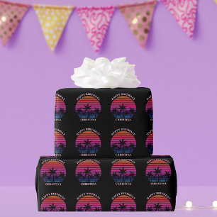 Papel De Regalo Cumpleaños personalizado con puesta de sol en la p