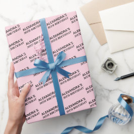 Papel De Regalo Cumpleaños Personalizado de 30 años en Rosa Rubor