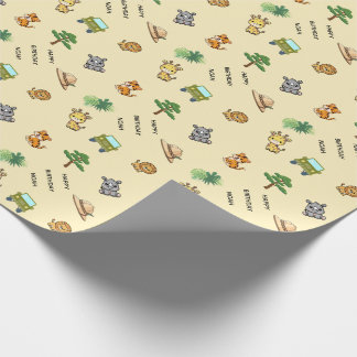 Papel De Regalo Cumpleaños personalizado de animal de safari de co