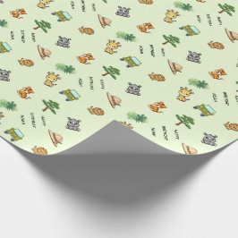 Papel De Regalo Cumpleaños personalizado de animal de safari verde