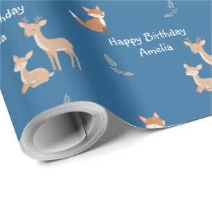 Papel De Regalo Cumpleaños Personalizado de Animal del Bosque