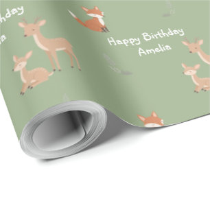 Papel De Regalo Cumpleaños Personalizado de Animal del Bosque