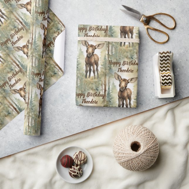 Papel De Regalo Cumpleaños personalizado de Cine Baby Moose (Artesanía)