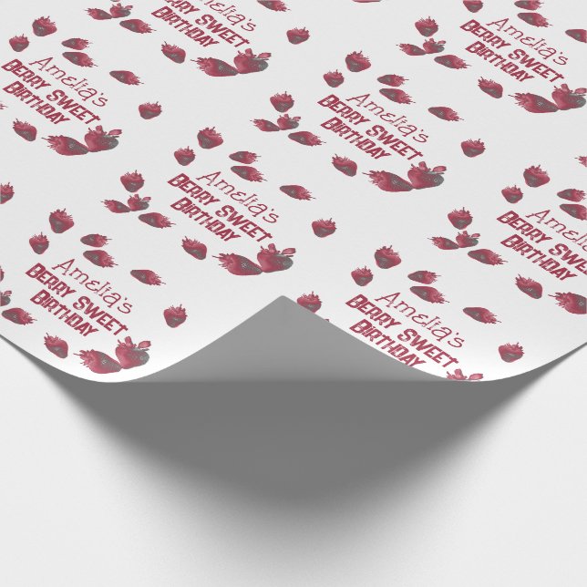 Papel De Regalo Cumpleaños personalizado de fresa (Esquina)