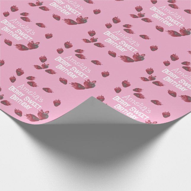 Papel De Regalo Cumpleaños personalizado de fresa (Esquina)