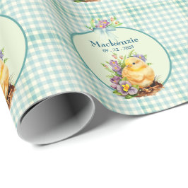 Papel De Regalo Cumpleaños Personalizado de Green Gingham