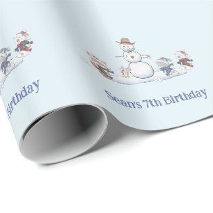 Papel De Regalo Cumpleaños personalizado de lucha de bolas de niev
