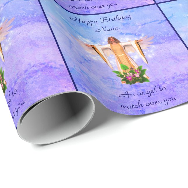 Papel De Regalo Cumpleaños personalizado del Ángel de la Guardia (Esquina del rollo)