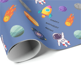 Papel De Regalo Cumpleaños Personalizado en el Espacio Exterior