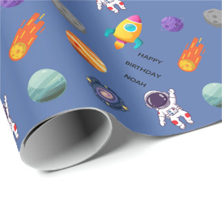 Papel De Regalo Cumpleaños Personalizado en el Espacio Exterior