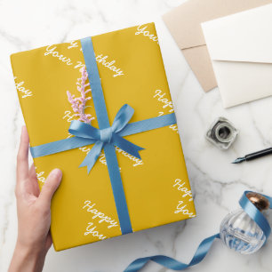 Papel De Regalo Cumpleaños personalizado mostaza amarillo