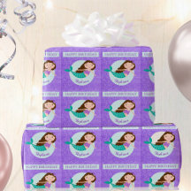 Cumpleaños personalizado Sirena Bonita Purpurina
