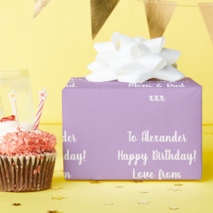 Papel De Regalo Cumpleaños personalizado Tipografía moderna Lilac