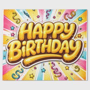 Papel De Regalo Cumpleaños Pop — Celebración de Letras Burbuja 🎉