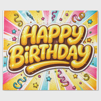 Papel De Regalo Cumpleaños Pop — Celebración de Letras Burbuja 🎉