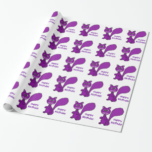 Papel De Regalo Cumpleaños púrpura Giftwrap de la ardilla