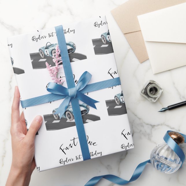 Papel De Regalo Cumpleaños rápido de coche de carreras (Regalar)