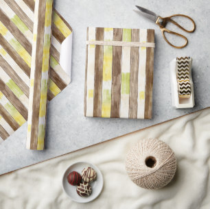 Papel De Regalo Cumpleaños Raya Madera Falsa Limón Amarillo Lima C