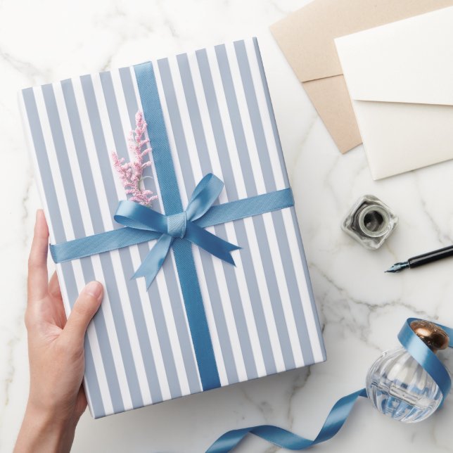 Papel De Regalo Cumpleaños Rayas Blancas Azules (Regalar)