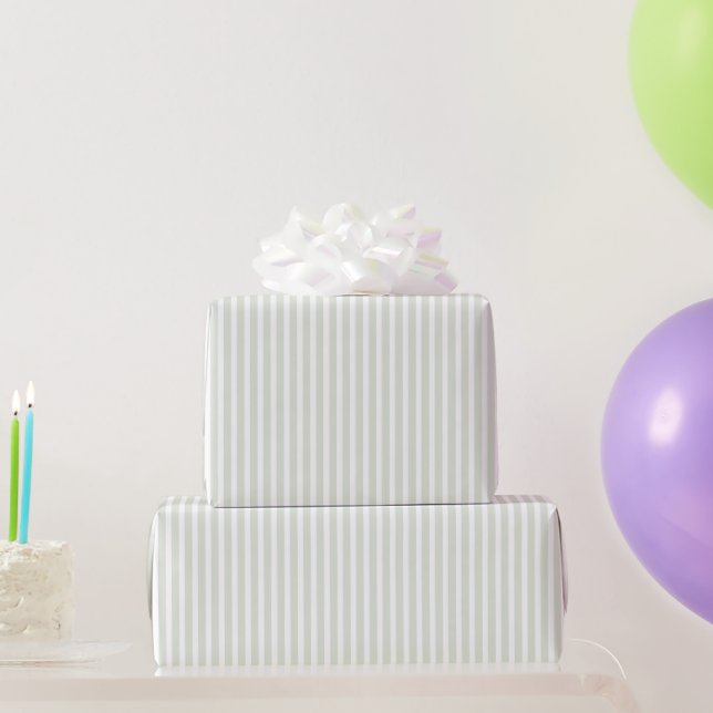 Papel De Regalo Cumpleaños Rayas Blancas Menta (Regalos de fiesta)