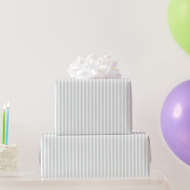 Papel De Regalo Cumpleaños Rayas Blancas Menta Chic (Regalos de fiesta)