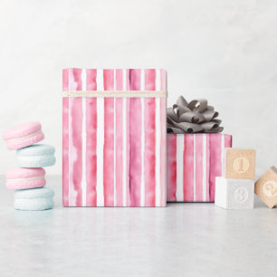 Papel De Regalo Cumpleaños Rayas Blancas Rosa Femenino
