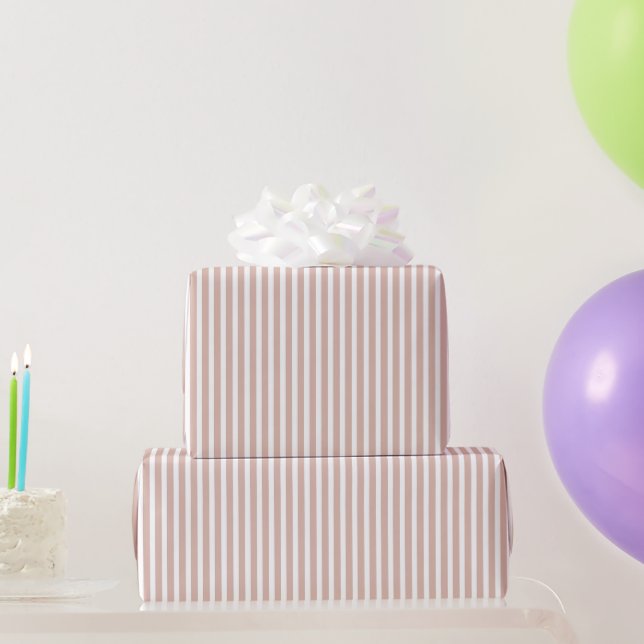Papel De Regalo Cumpleaños Rayas Medias Rosa Blanco (Regalos de fiesta)