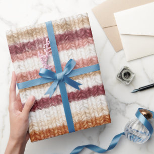 Papel De Regalo Cumpleaños Rayas Naranja Blanco Rosa Rojo Tejido F
