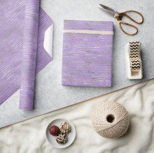 Papel De Regalo Cumpleaños Rayas Plateadas Moradas Lavanda
