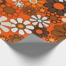 Cumpleaños Retro 70 Boho Floral Marrón Naranja