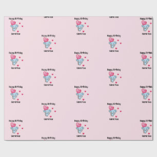 Papel De Regalo Cumpleaños rosa elefante lindo