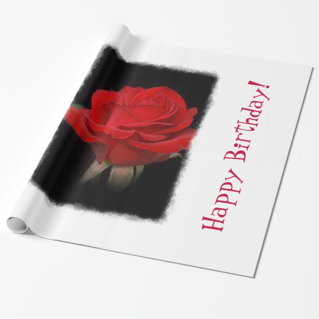 Papel De Regalo Cumpleaños Rosa Muy Rojo (Desenrollado)