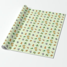 Papel De Regalo Cumpleaños Safari Verde Claro